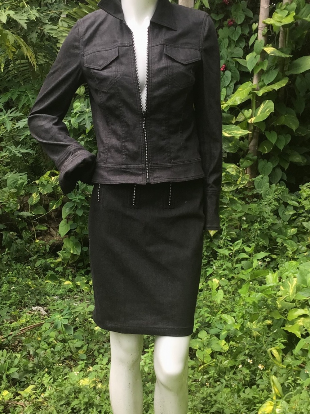 Vintage Escada designer suit in black denim